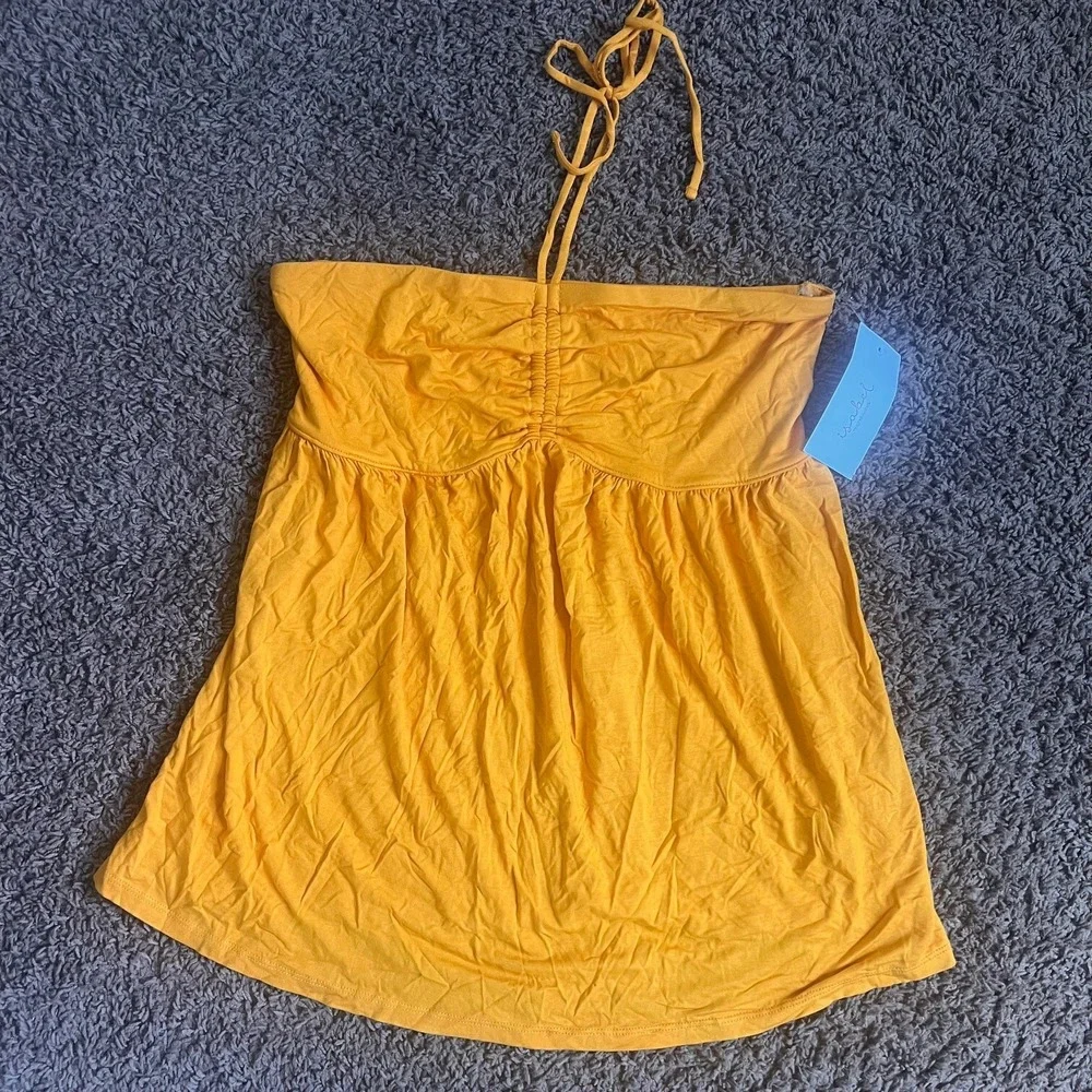 Isabel by Ingrid & Isabel Maternity Halter Babydoll Top Orange Yellow Medium NWT